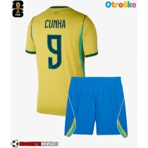 Otroške Nogometnih dresov Brazilija Matheus Cunha #9 Domači SP 2026 Kratki rokavi (+ hlače)